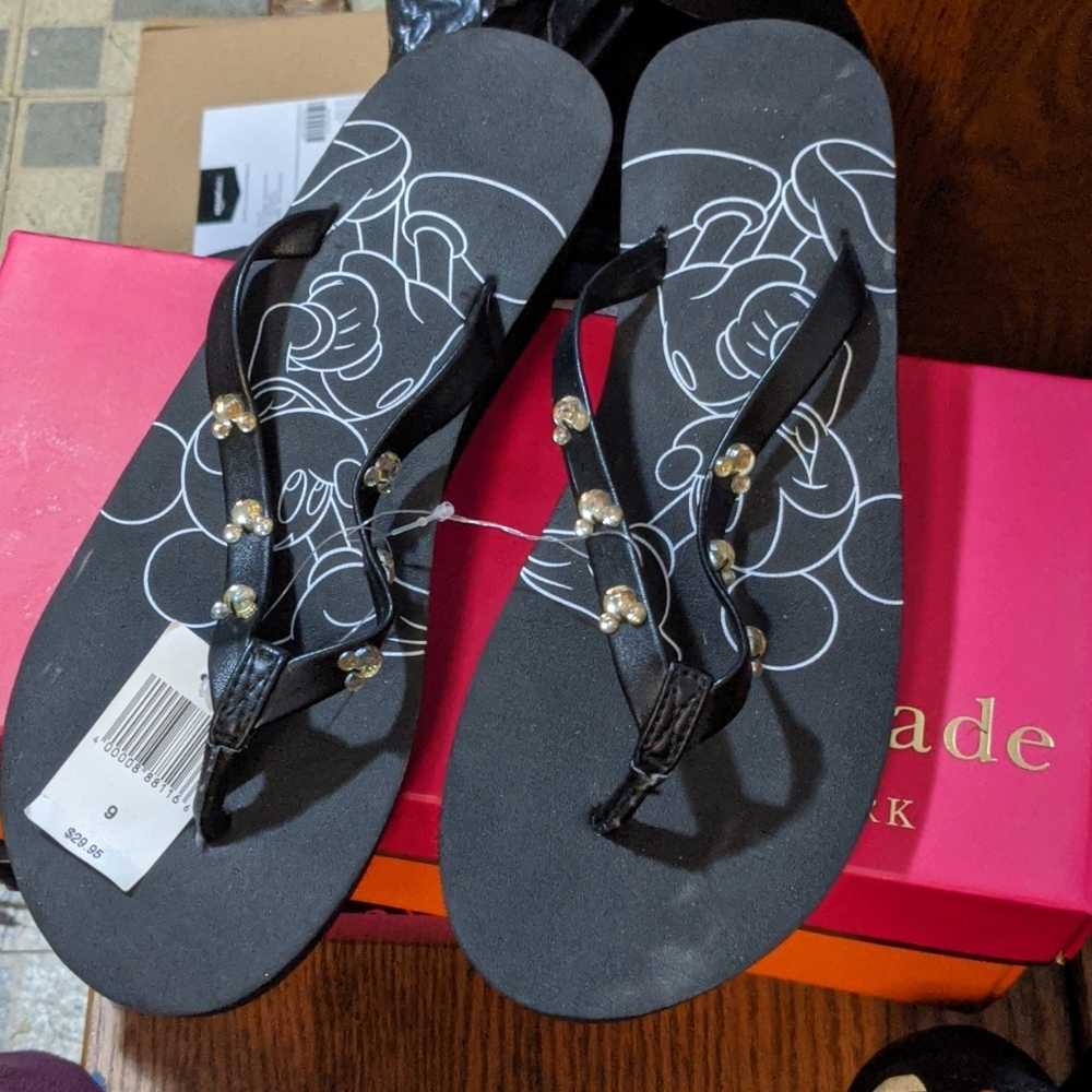 Brand New mickey mouse wedge flip flops